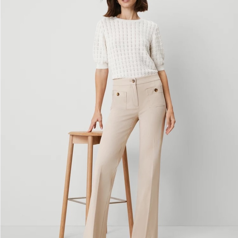 Ann Taylor Neutral Beige/Tan Wide-Leg Pants